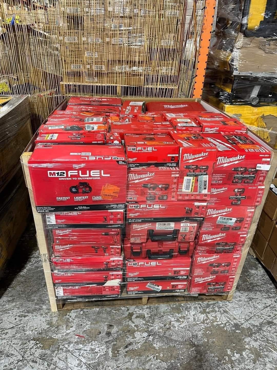 Milwaukee Tools Pallet – 120 Mixed Professional Tools for $1,200 | Free Delivery 12 Milwaukee Tools Pallet for Sale – 120 Tools for $1,200 | Free Shipping USA & Canada