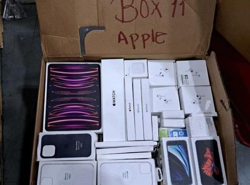 Amazon Electronics Mystery Box Pallet – 10 Boxes Wholesale Liquidation for Resale ($500) 5 Box filled with Apple products.